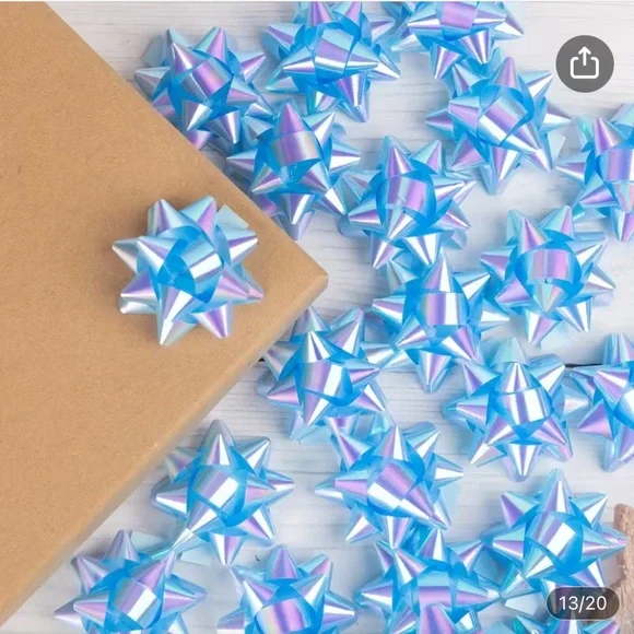 5/$10 | Temu | Mini Iridescent Blue Gift Bows | 25 PCs. - Picture 1 of 3